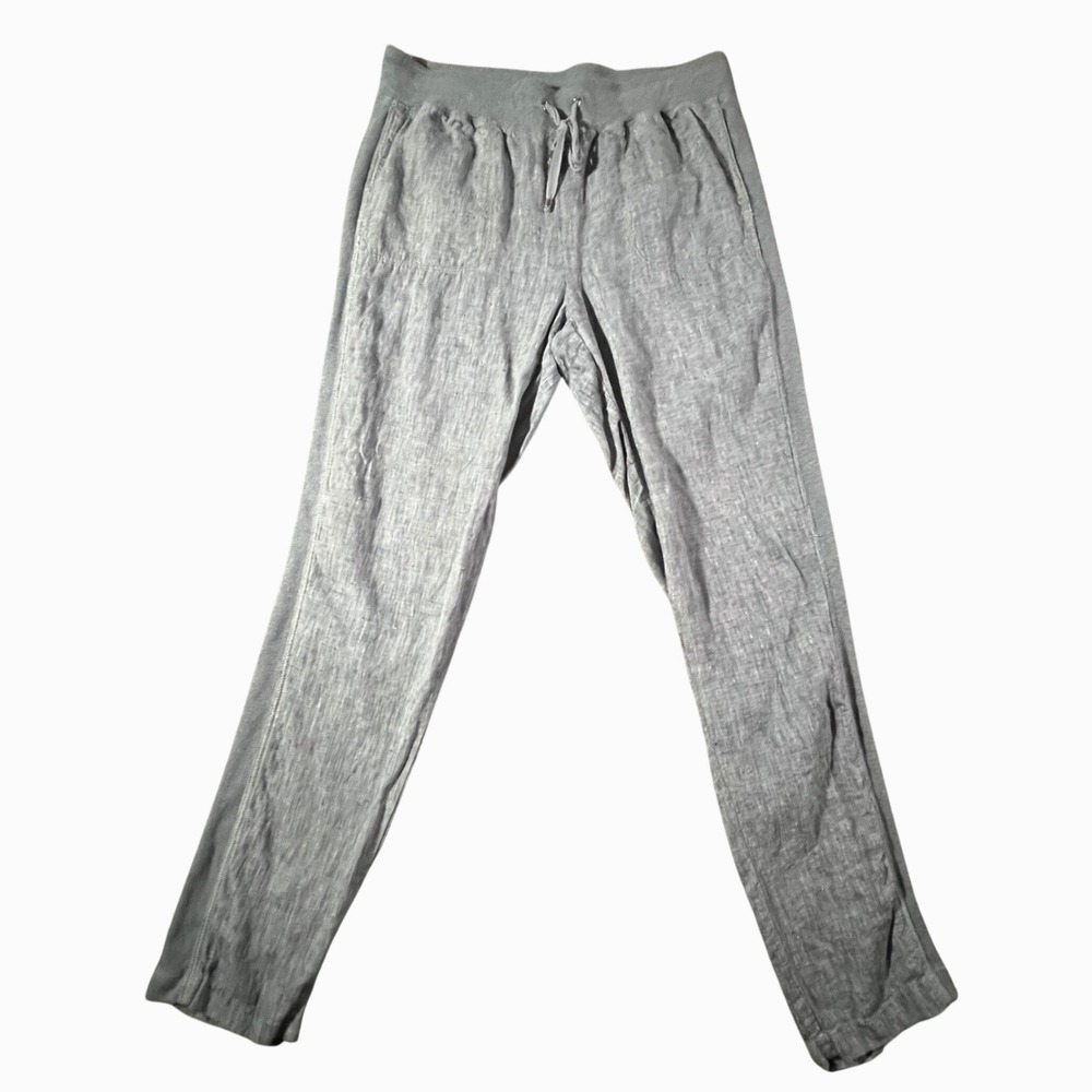 Tommy Hilfiger Linen Blend‎ Pants Womens Medium Blue Elastic Drawstring Vintage